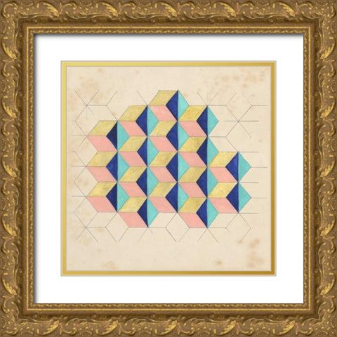 Geometric Pattern Play I Gold Ornate Wood Framed Art Print with Double Matting by McCavitt, Naomi