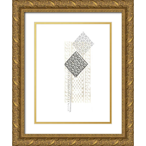 Block Print Composition I Gold Ornate Wood Framed Art Print with Double Matting by Vess, June Erica