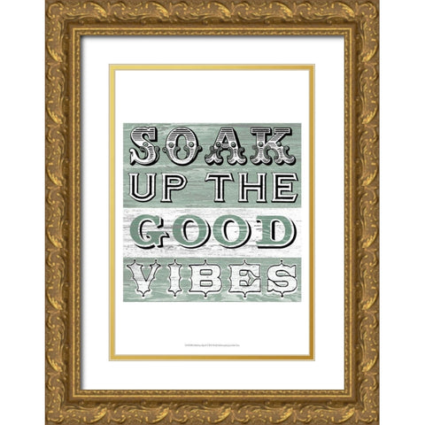 Bathtime Sign II Gold Ornate Wood Framed Art Print with Double Matting by Vess, June Erica