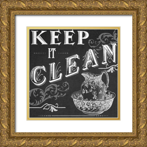 Chalkboard Bath Signs IV Gold Ornate Wood Framed Art Print with Double Matting by Vess, June Erica
