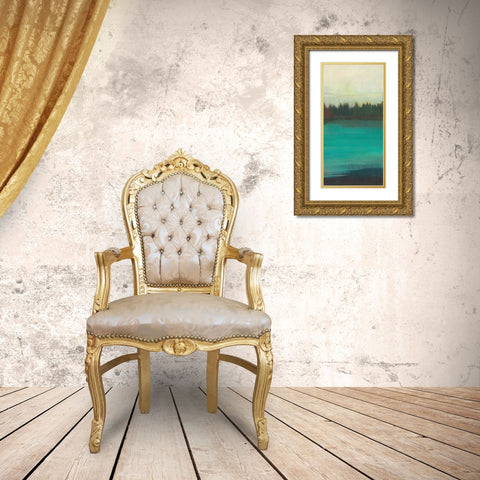 Teal Lake View II Gold Ornate Wood Framed Art Print with Double Matting by Fuchs, Jodi
