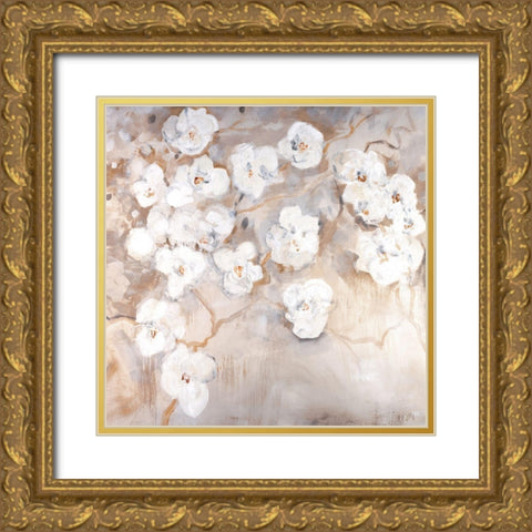Orchid White Gold Ornate Wood Framed Art Print with Double Matting by Maas, Jodi