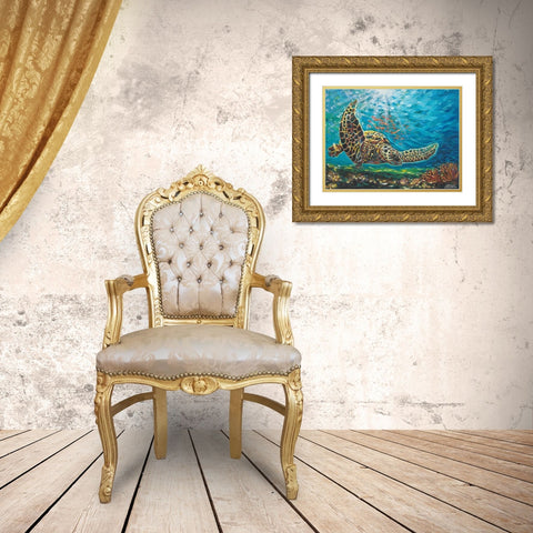 Deep Sea Swimming I Gold Ornate Wood Framed Art Print with Double Matting by Vitaletti, Carolee