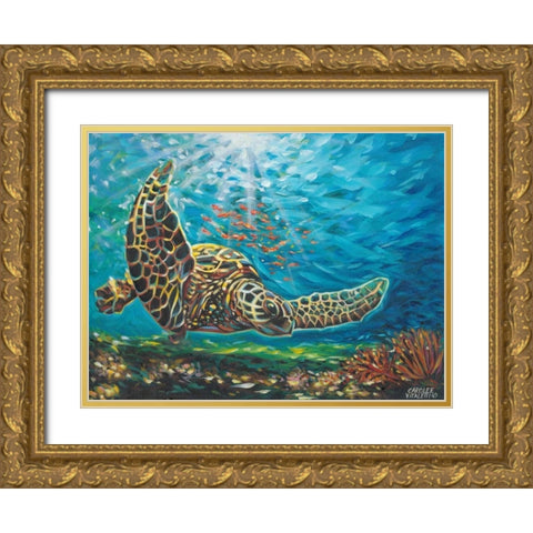 Deep Sea Swimming I Gold Ornate Wood Framed Art Print with Double Matting by Vitaletti, Carolee