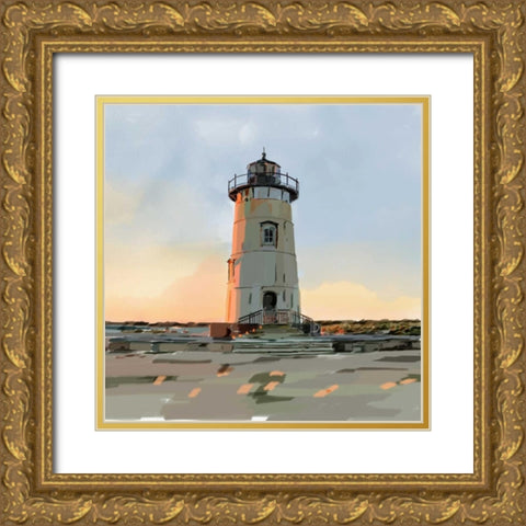 Lighthouse Scene I Gold Ornate Wood Framed Art Print with Double Matting by Kalina, Emily
