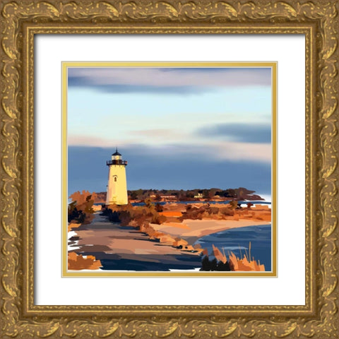 Lighthouse Scene II Gold Ornate Wood Framed Art Print with Double Matting by Kalina, Emily