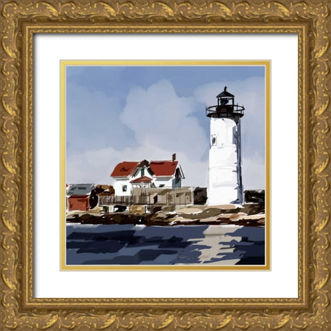 Lighthouse Scene VI Gold Ornate Wood Framed Art Print with Double Matting by Kalina, Emily