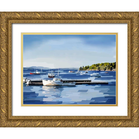 Peaceful Harbor II Gold Ornate Wood Framed Art Print with Double Matting by Kalina, Emily