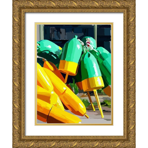 Vibrant Buoys I Gold Ornate Wood Framed Art Print with Double Matting by Kalina, Emily