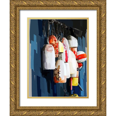 Vibrant Buoys II Gold Ornate Wood Framed Art Print with Double Matting by Kalina, Emily