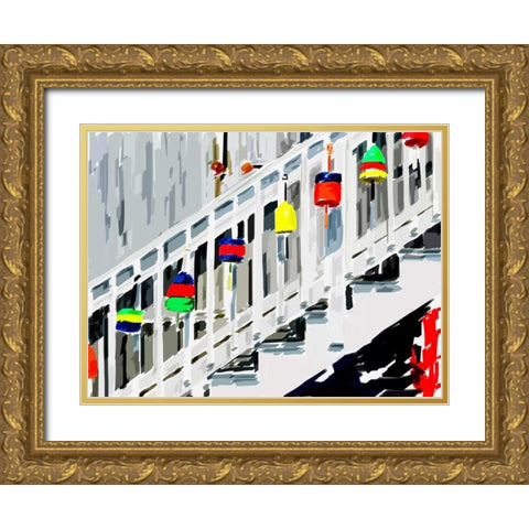Vibrant Buoys IV Gold Ornate Wood Framed Art Print with Double Matting by Kalina, Emily