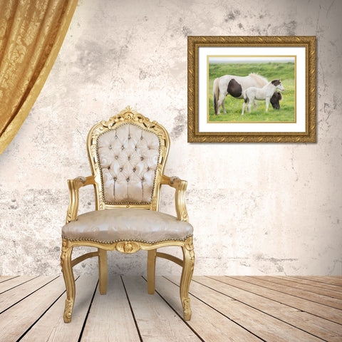 Grassland Horses I Gold Ornate Wood Framed Art Print with Double Matting by PHBurchett