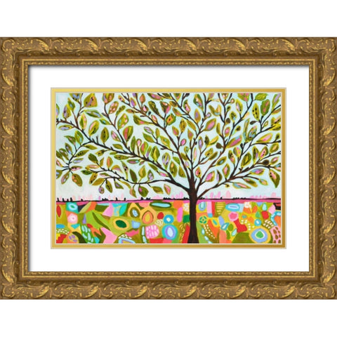 Tree Abstract Gold Ornate Wood Framed Art Print with Double Matting by Fields, Karen