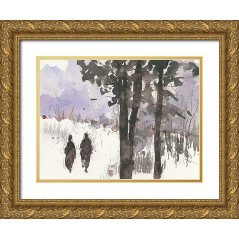 Woodland Sketch I Gold Ornate Wood Framed Art Print with Double Matting by Dixon, Samuel