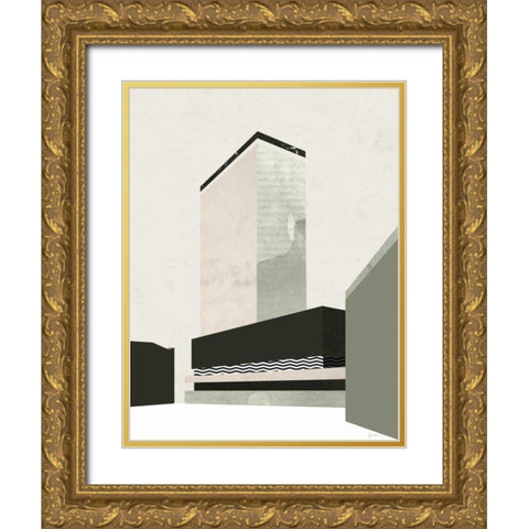 Outside In V Gold Ornate Wood Framed Art Print with Double Matting by Green Lili