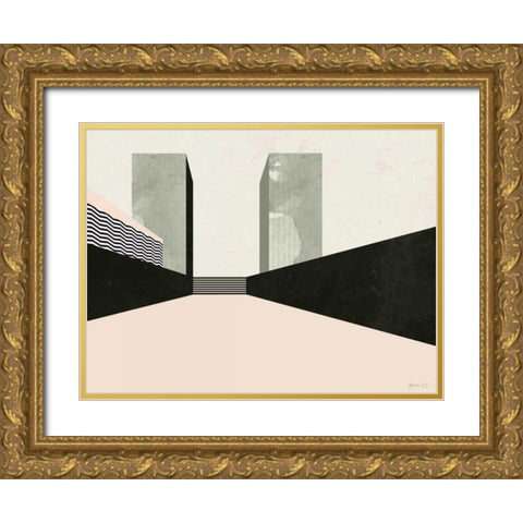 Graphic New York III Gold Ornate Wood Framed Art Print with Double Matting by Green Lili
