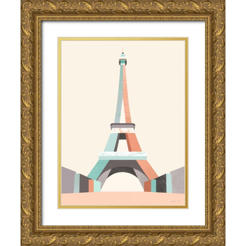 Graphic Pastel Architecture II Gold Ornate Wood Framed Art Print with Double Matting by Green Lili