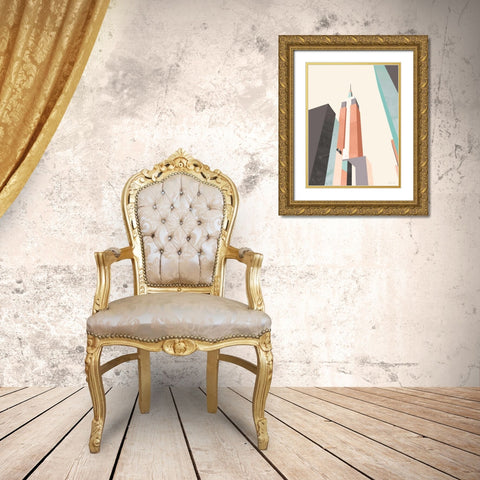 Graphic Pastel Architecture III Gold Ornate Wood Framed Art Print with Double Matting by Green Lili