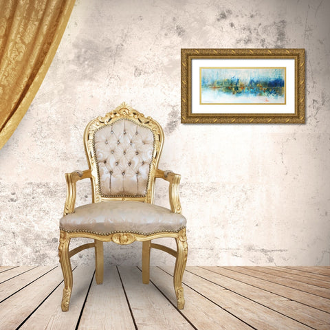 Aqua Azul Gold Ornate Wood Framed Art Print with Double Matting by Herrera, Leticia