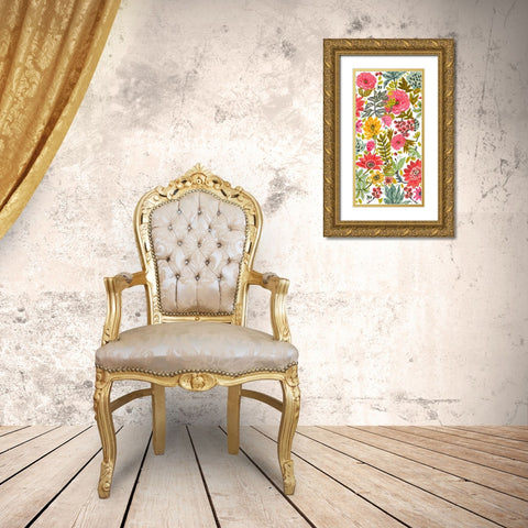 Multi Bloom Floral II Gold Ornate Wood Framed Art Print with Double Matting by Fields, Karen