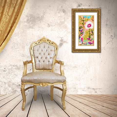 Pink Boho Floral II Gold Ornate Wood Framed Art Print with Double Matting by Fields, Karen