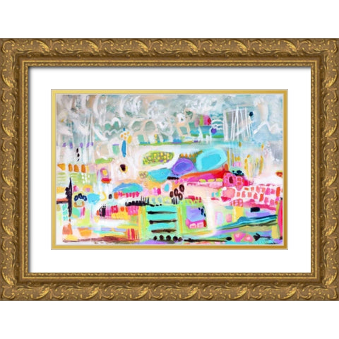 Abstract Clouds Gold Ornate Wood Framed Art Print with Double Matting by Fields, Karen