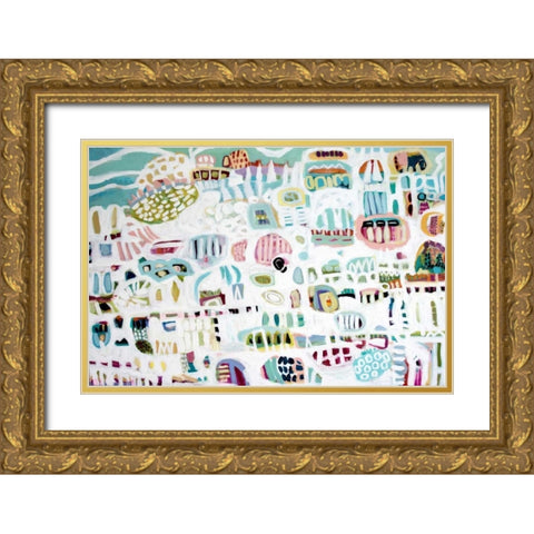 Abstract White Gold Ornate Wood Framed Art Print with Double Matting by Fields, Karen