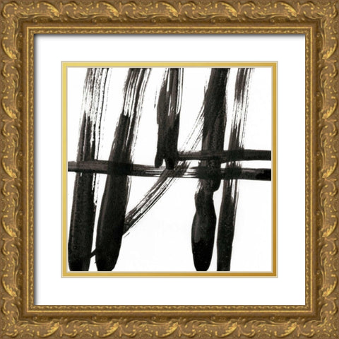 Linear Expression IV Gold Ornate Wood Framed Art Print with Double Matting by Holland, J.