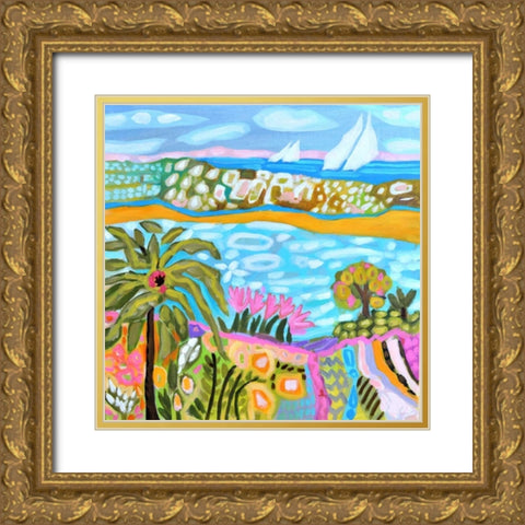 Palm Retreat Gold Ornate Wood Framed Art Print with Double Matting by Fields, Karen