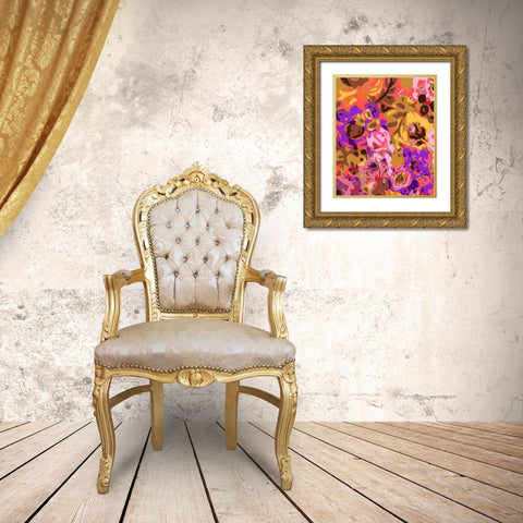 Warm Abstract Floral I Gold Ornate Wood Framed Art Print with Double Matting by Fields, Karen