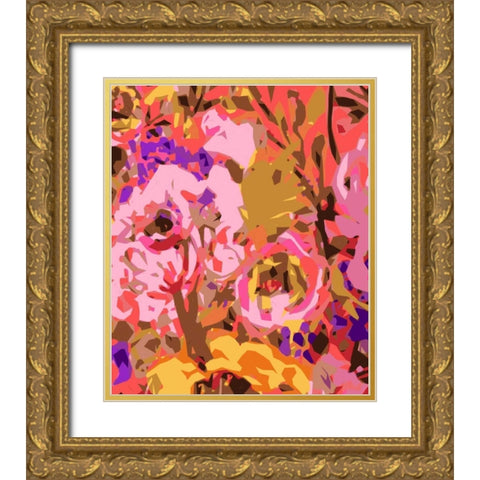 Warm Abstract Floral II Gold Ornate Wood Framed Art Print with Double Matting by Fields, Karen
