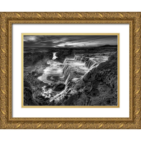 BandW Desert View II Gold Ornate Wood Framed Art Print with Double Matting by Drost, David