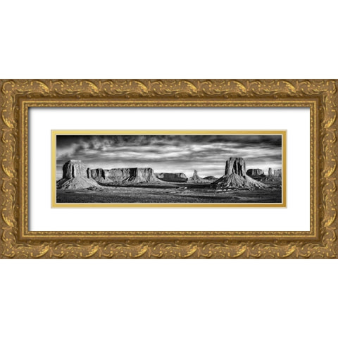 BandW Desert View VII Gold Ornate Wood Framed Art Print with Double Matting by Drost, David