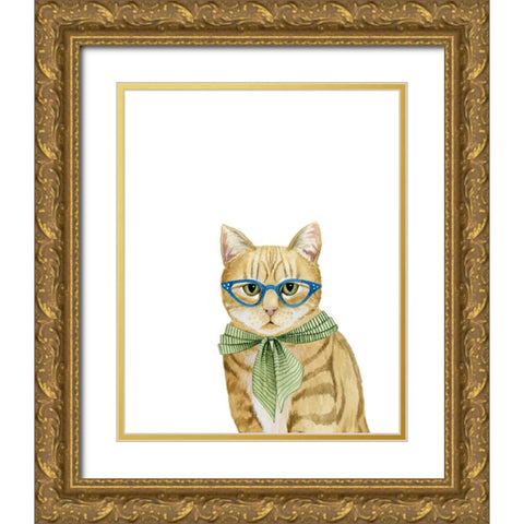 Cool Cat IV Gold Ornate Wood Framed Art Print with Double Matting by Popp, Grace