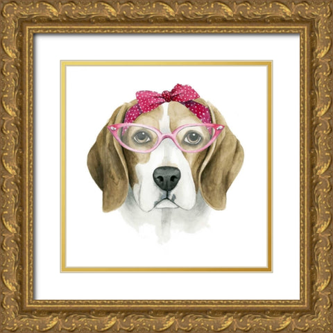 Vintage Pup I Gold Ornate Wood Framed Art Print with Double Matting by Popp, Grace