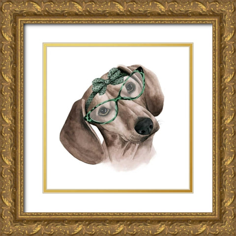 Vintage Pup III Gold Ornate Wood Framed Art Print with Double Matting by Popp, Grace