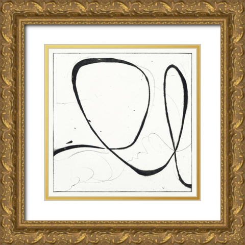 Custom Big Swirl 2 Gold Ornate Wood Framed Art Print with Double Matting by Gillette, Susan