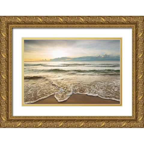 First Landing-Sea II Gold Ornate Wood Framed Art Print with Double Matting by Mead, Adam