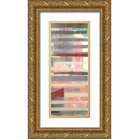 Staggered Lines II Gold Ornate Wood Framed Art Print with Double Matting by Goldberger, Jennifer