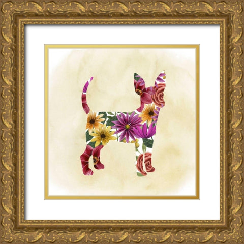 Flower Power Pup I Gold Ornate Wood Framed Art Print with Double Matting by Popp, Grace