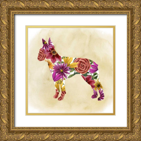 Flower Power Pup II Gold Ornate Wood Framed Art Print with Double Matting by Popp, Grace