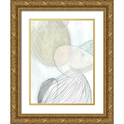Sea Pebbles I Gold Ornate Wood Framed Art Print with Double Matting by Vess, June Erica