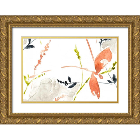 Coral and Navy II Gold Ornate Wood Framed Art Print with Double Matting by Goldberger, Jennifer