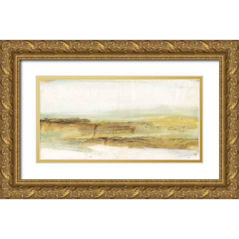 Mint And Ochre Horizon II Gold Ornate Wood Framed Art Print with Double Matting by Goldberger, Jennifer