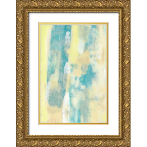 Turquoise Transparency I Gold Ornate Wood Framed Art Print with Double Matting by Goldberger, Jennifer