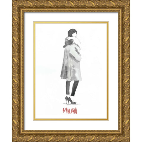 Fashion Week Sketch II Gold Ornate Wood Framed Art Print with Double Matting by McCavitt, Naomi