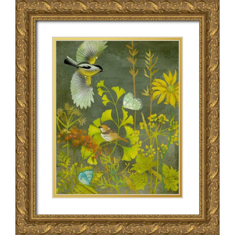 Birding II Gold Ornate Wood Framed Art Print with Double Matting by Zarris, Chariklia