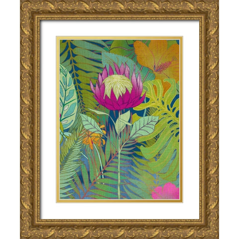 Tropical Tapestry I Gold Ornate Wood Framed Art Print with Double Matting by Zarris, Chariklia