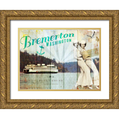Bremerton Girls Gold Ornate Wood Framed Art Print with Double Matting by Lloyd, Sandy