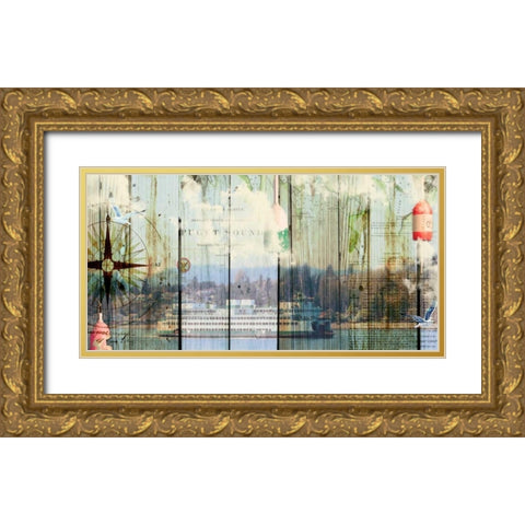 Puget Sound Gold Ornate Wood Framed Art Print with Double Matting by Lloyd, Sandy